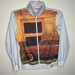 Puma Rare Red Car Graphic Windbreaker Track Men's Jacket Hooded Medium Orange